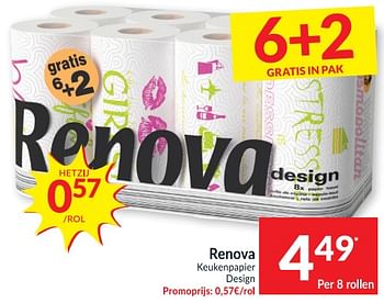 Promoties Renova keukenpapier design - Renova - Geldig van 06/04/2021 tot 11/04/2021 bij Intermarche