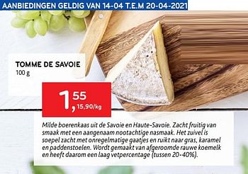 Promoties Tomme de savoie - Huismerk - Alvo - Geldig van 14/04/2021 tot 20/04/2021 bij Alvo
