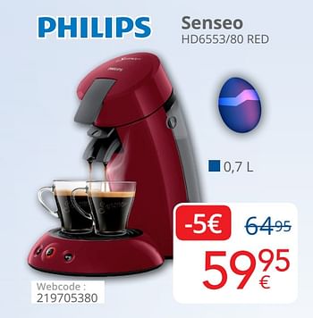 Promoties Philips senseo hd6553-80 red - Philips - Geldig van 01/04/2021 tot 30/04/2021 bij Eldi
