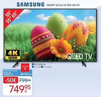 Promotions Samsung smart q-led ultra hd-tv 50`` qe50q60tasxxn - Samsung - Valide de 01/04/2021 à 30/04/2021 chez Eldi