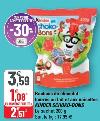 Bonbons chocolat lait/noisettes Kinder Schoko-Bons - Bonbons et