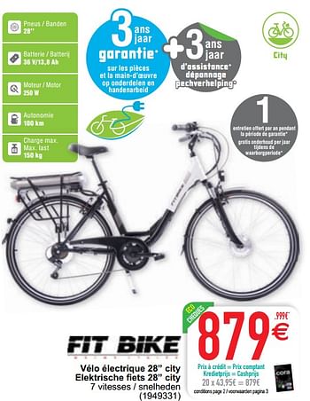 Promoties Vélo électrique 28`` city elektrische fiets 28`` city - FitBike - Geldig van 30/03/2021 tot 26/04/2021 bij Cora