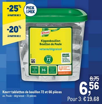 Promotions Knorr tablettes de bouillon poule - dégraissé - Knorr - Valide de 07/04/2021 à 20/04/2021 chez Makro