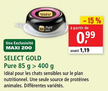 Promotions Select gold pure - Select Gold - Valide de 07/04/2021 à 14/04/2021 chez Maxi Zoo