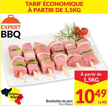 Promotions Brochettes de porc - Produit maison - Intermarche - Valide de 06/04/2021 à 11/04/2021 chez Intermarche