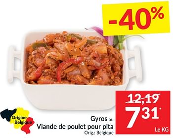 Promotions Gyros ou viande de poulet pour pita - Produit maison - Intermarche - Valide de 06/04/2021 à 11/04/2021 chez Intermarche