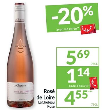 Promotions Rosé de loire lacheteau rosé - Vins rosé - Valide de 06/04/2021 à 11/04/2021 chez Intermarche
