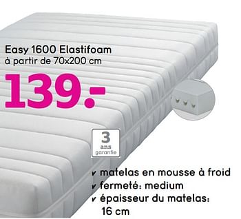Promotions Easy 1600 elastifoam - Produit maison - Leen Bakker - Valide de 29/03/2021 à 18/04/2021 chez Leen Bakker