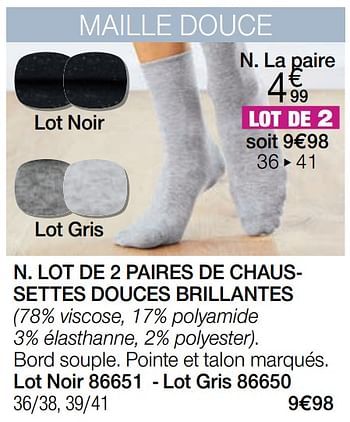 Promotions Lot de 2 paires de chaussettes douces brillantes - Produit Maison - Damart - Valide de 01/04/2021 à 15/06/2021 chez Damart