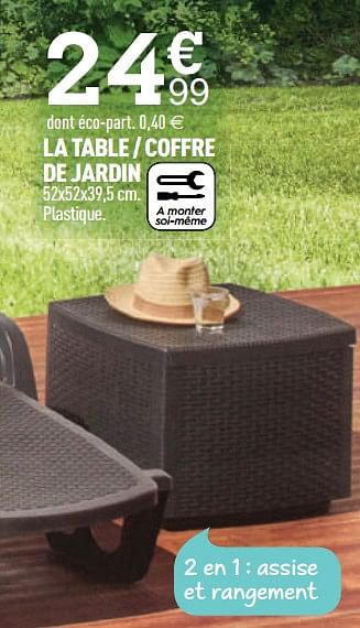 Promotions La table - coffre de jardin - Produit Maison - Centrakor - Valide de 29/03/2021 à 09/05/2021 chez Centrakor
