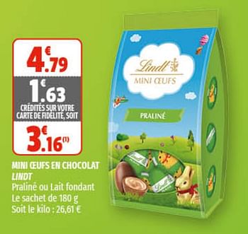 Promoties Mini oeufs en chocolat lindt - Lindt - Geldig van 31/03/2021 tot 11/04/2021 bij Coccinelle