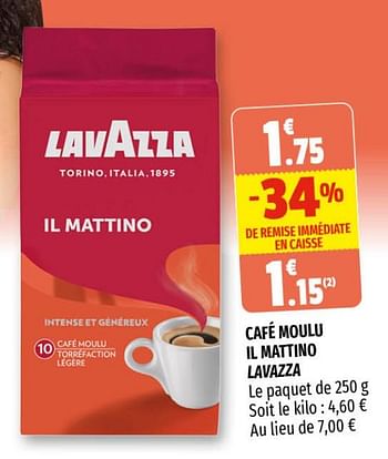 Promotions Café moulu il mattino lavazza - Lavazza - Valide de 31/03/2021 à 11/04/2021 chez Coccinelle