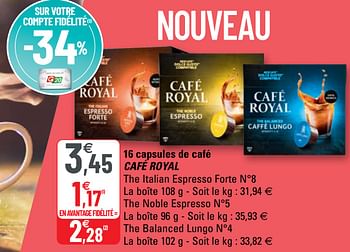 Promoties 16 capsules de café café royal - Café Royal  - Geldig van 31/03/2021 tot 11/04/2021 bij G20