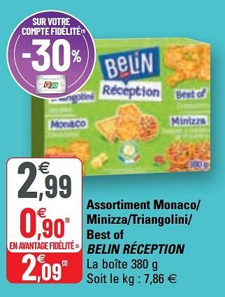 Promotions Assortiment monaco- minizza-triangolini- best of belin réception - Belin - Valide de 31/03/2021 à 11/04/2021 chez G20