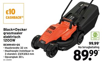 Promoties Black+decker grasmaaier elektrisch bemw451-qs - Black & Decker - Geldig van 08/03/2021 tot 31/05/2021 bij Gamma