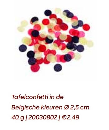 Promotions Tafelconfetti in de belgische kleuren - Produit Maison - Ava - Valide de 06/04/2021 à 05/09/2021 chez Ava