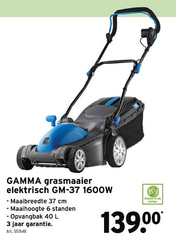 Promoties Gamma grasmaaier elektrisch gm-37 - Gamma - Geldig van 08/03/2021 tot 31/05/2021 bij Gamma