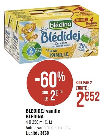 Promotions Bledidej vanille bledina - Blédina - Valide de 05/04/2021 à 18/04/2021 chez Super Casino