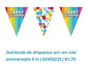 Promotions Guirlande de drapeaux arc-en-ciel anniversaire - Produit Maison - Ava - Valide de 06/04/2021 à 05/09/2021 chez Ava