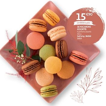 Promotions 36 macarons assortis - Produit Maison - Auchan Ronq - Valide de 01/04/2021 à 30/09/2021 chez Auchan Ronq