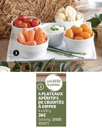 Promotions 4 plateaux apéritifs de crudités à dipper - Produit Maison - Auchan Ronq - Valide de 01/04/2021 à 30/09/2021 chez Auchan Ronq