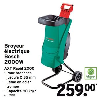 Promoties Broyeur électrique bosch 2000w axt rapid 2000 - Bosch - Geldig van 08/03/2021 tot 31/05/2021 bij Gamma