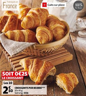 Promotions Croissants pur beurre - Produit Maison - Auchan Ronq - Valide de 06/04/2021 à 13/04/2021 chez Auchan Ronq