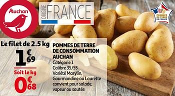 Promotions Pommes de terre de consommation auchan - Produit Maison - Auchan Ronq - Valide de 06/04/2021 à 13/04/2021 chez Auchan Ronq