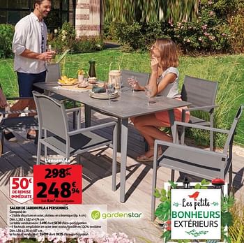 Promotions Salon de jardin pila 6 personnes - GardenStar - Valide de 07/04/2021 à 18/04/2021 chez Auchan Ronq
