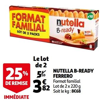 Promotions Nutella b-ready ferrero - Nutella - Valide de 06/04/2021 à 13/04/2021 chez Auchan Ronq