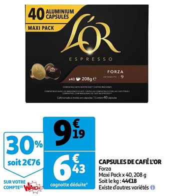 Promotions Capsules de café l`or - Douwe Egberts - Valide de 06/04/2021 à 13/04/2021 chez Auchan Ronq