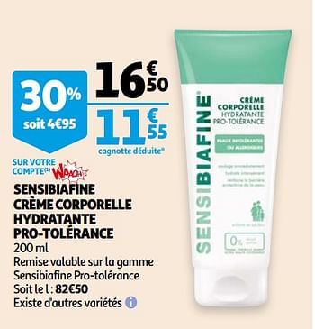 Promotions Sensibiafine crème corporelle hydratante pro-tolérance - Sensibiafine - Valide de 07/04/2021 à 27/04/2021 chez Auchan Ronq