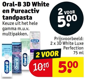 Promoties 3d white luxe perfection - Oral-B - Geldig van 06/04/2021 tot 18/04/2021 bij Kruidvat