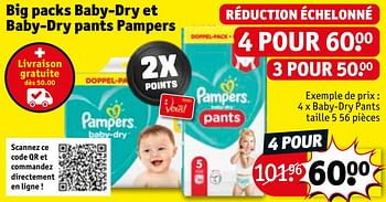 Promoties Baby-dry pants taille 5 - Pampers - Geldig van 06/04/2021 tot 18/04/2021 bij Kruidvat