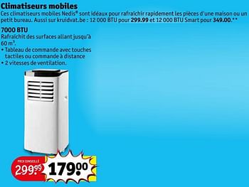 Promotions Nedis climatiseurs mobiles 7000 btu - Nedis - Valide de 06/04/2021 à 18/04/2021 chez Kruidvat