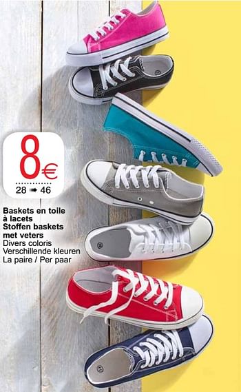 Promoties Baskets en toile à lacets stoffen baskets met veters - Huismerk - Cora - Geldig van 06/04/2021 tot 19/04/2021 bij Cora
