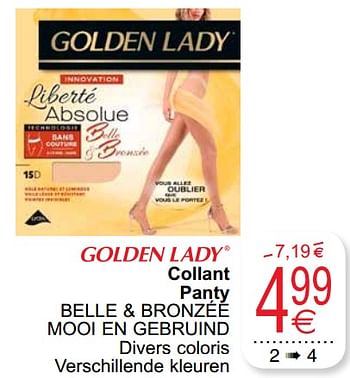Promoties Collant panty belle + bronzée mooi en gebruind - Golden Lady - Geldig van 06/04/2021 tot 19/04/2021 bij Cora
