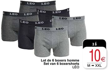 Promoties Lot de 6 boxers homme léo - Leo - Geldig van 06/04/2021 tot 19/04/2021 bij Cora