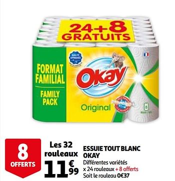 Promotions Essuie tout blanc okay - Produit maison - Okay  - Valide de 06/04/2021 à 13/04/2021 chez Auchan Ronq