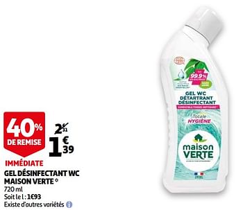 Promotions Gel désinfectant wc maison verte - Maison Verte - Valide de 06/04/2021 à 13/04/2021 chez Auchan Ronq