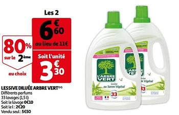 Promotions Lessive diluée arbre vert - L'arbre vert - Valide de 06/04/2021 à 13/04/2021 chez Auchan Ronq