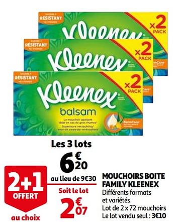 Promotions Mouchoirs boite family kleenex - Kleenex - Valide de 06/04/2021 à 13/04/2021 chez Auchan Ronq