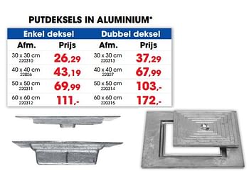 Promoties Putdeksels in aluminium - Merk onbekend - Geldig van 31/03/2021 tot 31/05/2021 bij Hubo