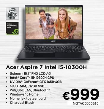 Promoties Acer aspire 7 intel i5-10300h - Acer - Geldig van 02/04/2021 tot 30/04/2021 bij Compudeals