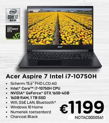 Promotions Acer aspire 7 intel i7-10750h - Acer - Valide de 02/04/2021 à 30/04/2021 chez Compudeals