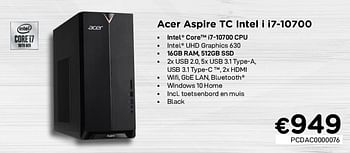 Promoties Acer aspire tc intel i i7-10700 - Acer - Geldig van 02/04/2021 tot 30/04/2021 bij Compudeals