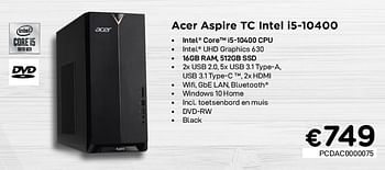 Promoties Acer aspire tc intel i5-10400 - Acer - Geldig van 02/04/2021 tot 30/04/2021 bij Compudeals