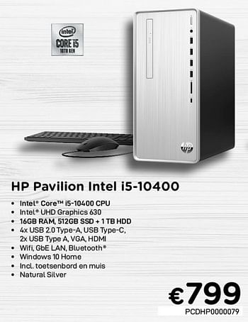 Promoties Hp pavilion intel i5-10400 - HP - Geldig van 02/04/2021 tot 30/04/2021 bij Compudeals