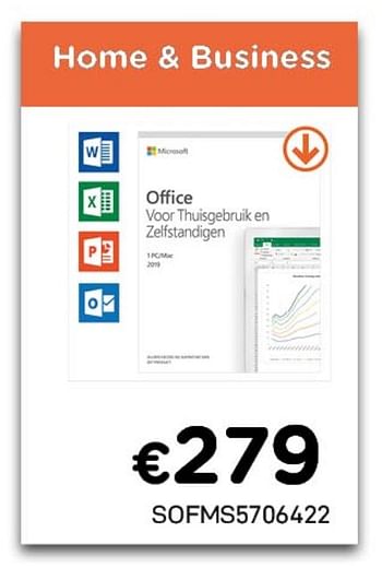 Promoties Office home + business - Microsoft - Geldig van 02/04/2021 tot 30/04/2021 bij Compudeals