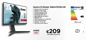 Promoties Iiyama g-master gb2470hsu-b1 - Iiyama - Geldig van 02/04/2021 tot 30/04/2021 bij Compudeals